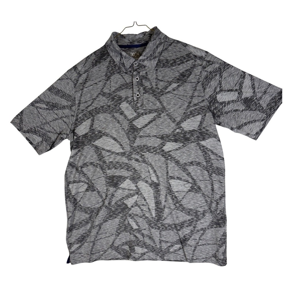 Johnston & Murphy XC4 Mens Grey Abstract Performance Golf Polo Shirt Medium